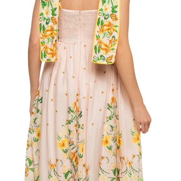FARM Rio Cream Spring or Summer Green Floral Maxi Dress - Picture 3 of 8